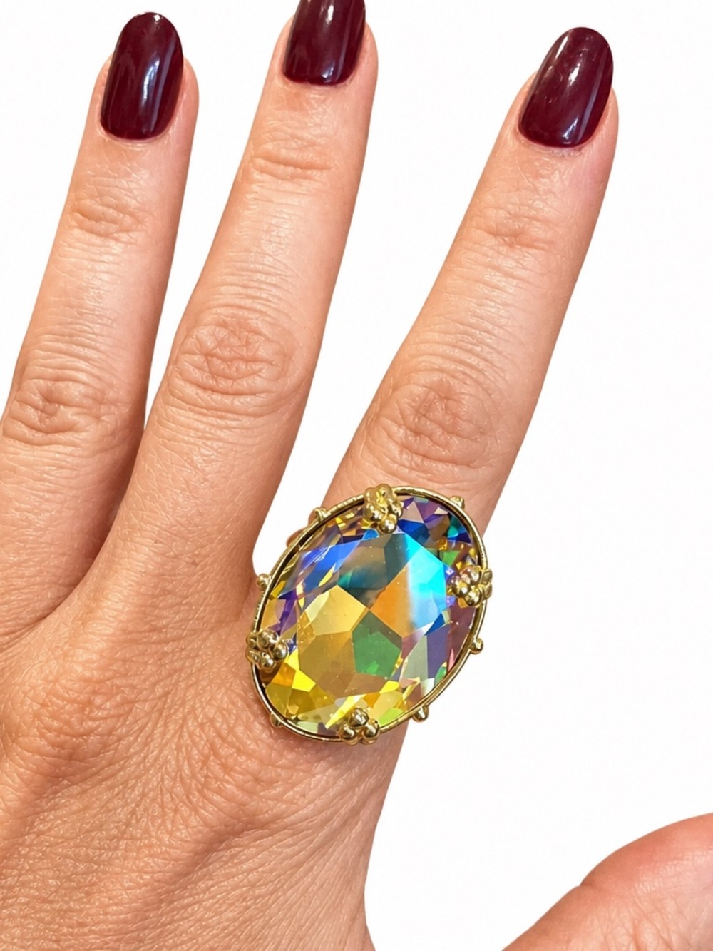 NEW Glitz Mob Oval Crystal Ring in Golden Mirage
